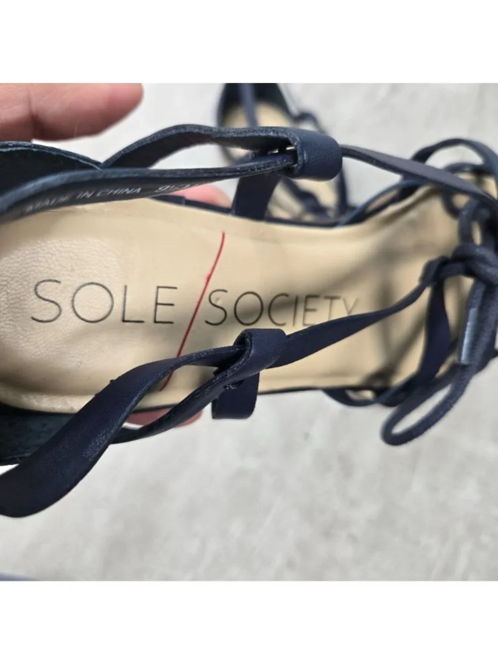 Sole Society Flat Gladiator Sandals Sz 9.5 Blue Leather Casual Bohemian Strappy